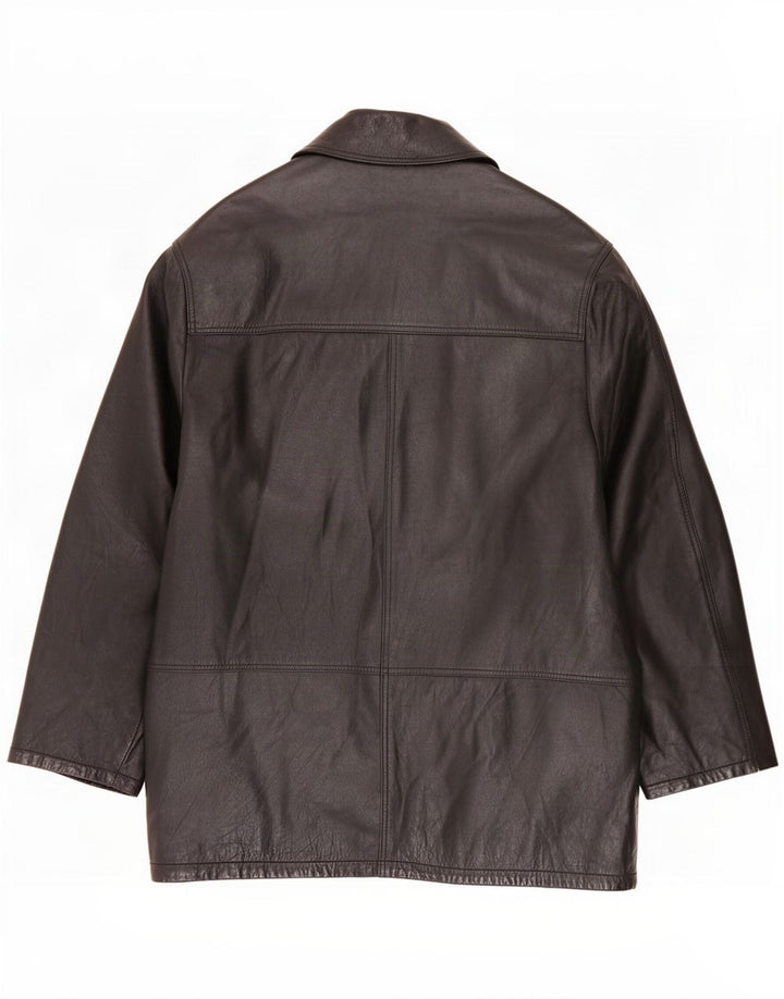 Abrigo de cuero vintage para hombre IT 48 Medio Negro