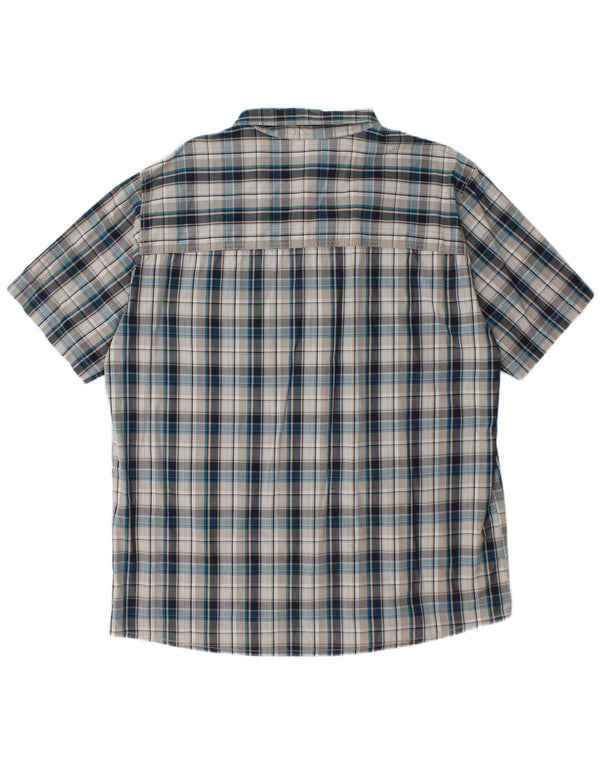 JACK WOLFSKIN Camisa de manga corta para hombre UK 48 2XL Algodón a cuadros azul
