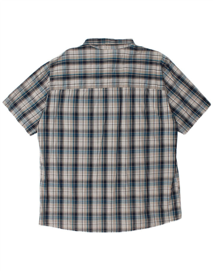 JACK WOLFSKIN Camisa de manga corta para hombre UK 48 2XL Algodón a cuadros azul