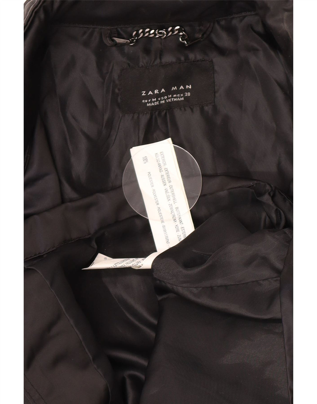 Zara Chaqueta utilitaria con capucha para hombre UK 38 Mediana Poliéster negro