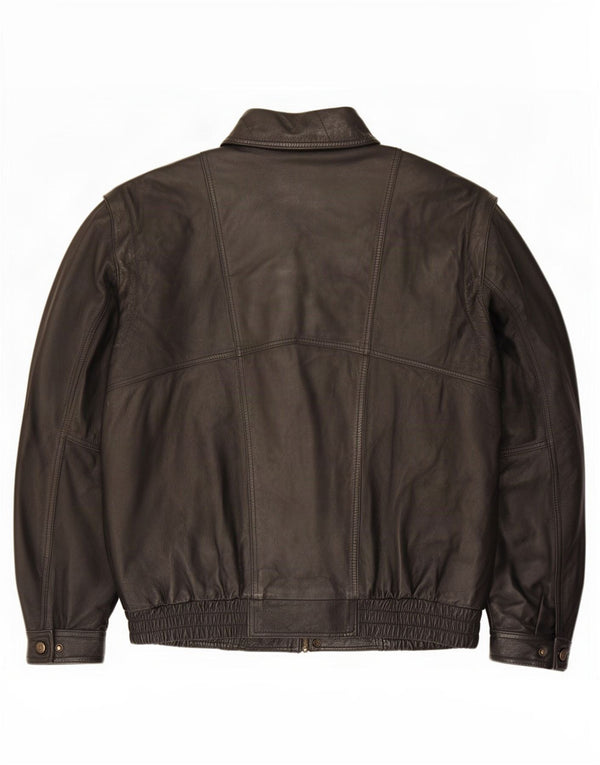 Vintage hombres chaqueta de cuero sintético Reino Unido 40 poliéster negro grande