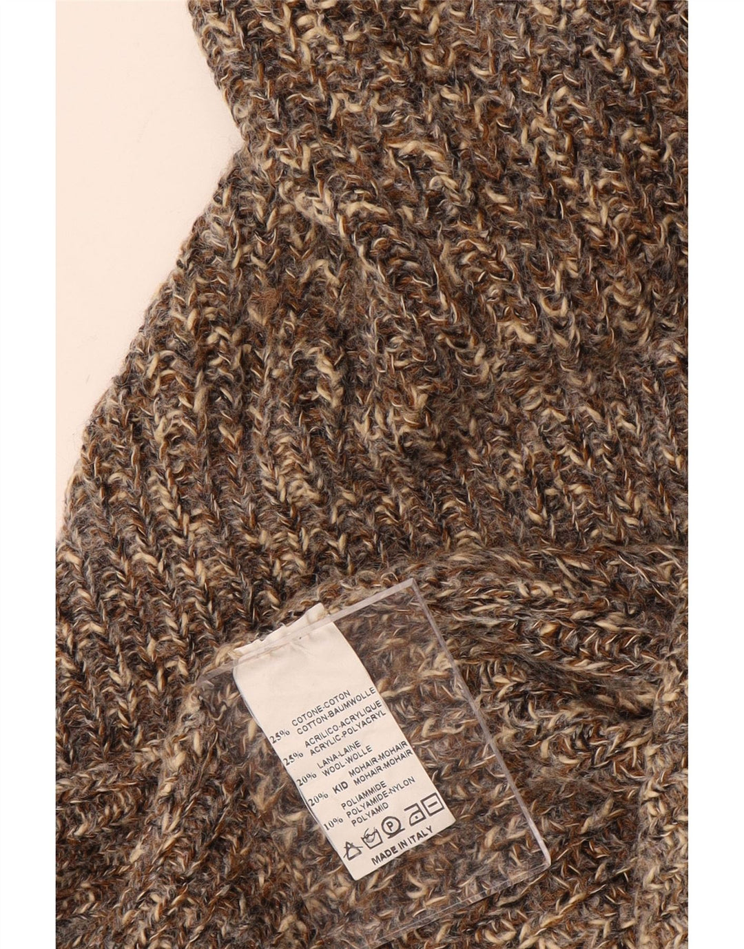 VINTAGE suéter de jersey de gran tamaño con cuello en V para mujer Reino Unido 18 XL marrón moteado