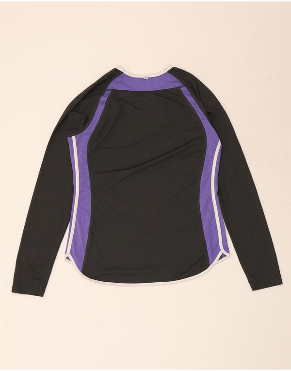 Nike Dri Fit Top manga larga para mujer UK 40 Medium Black Colourblock