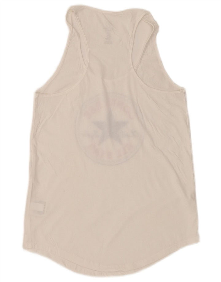 CONVERSE Top sin mangas gráfico de corte clásico para mujer UK 6 XS Algodón blanco