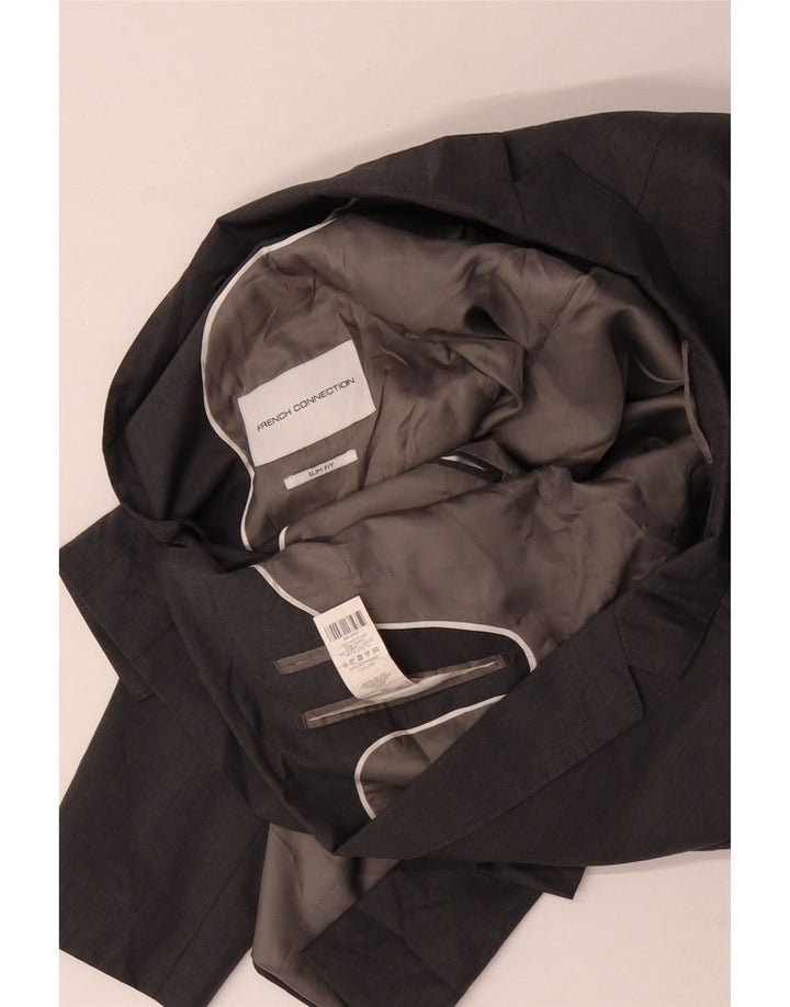 French Connection Chaqueta tipo blazer ajustada con 2 botones para hombre IT 52 XL Lana gris