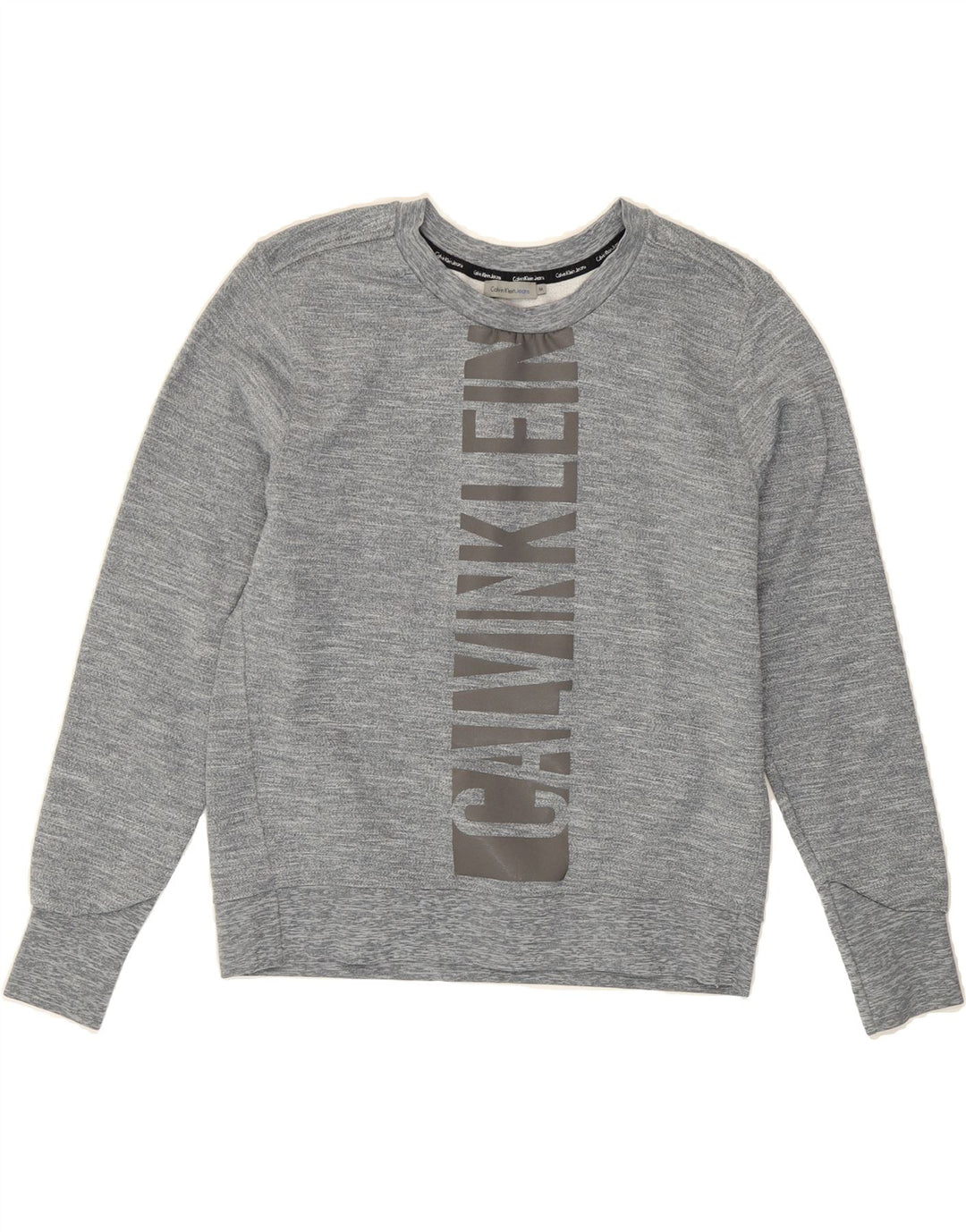CALVIN KLEIN JEANS Womens Graphic Sweatshirt Jumper UK 14 Medium Grey Vintage Calvin Klein Jeans and Second-Hand Calvin Klein Jeans from Messina Hembry 