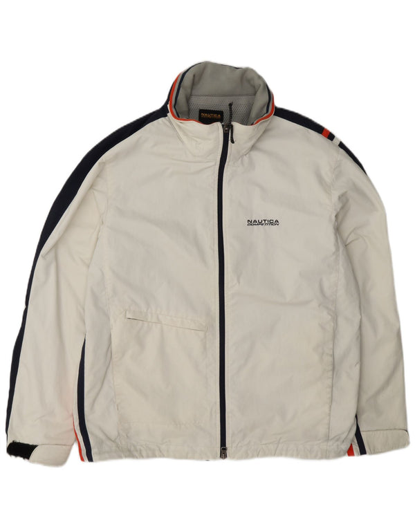 Nautica Chaqueta cortavientos con capucha para hombre UK 38 Medium White Colourblock Nylon