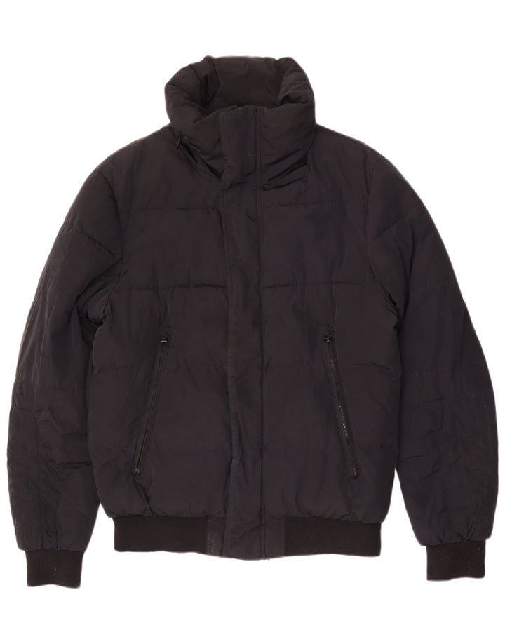Zara - Chaqueta acolchada con capucha para hombre, talla 40, color negro
