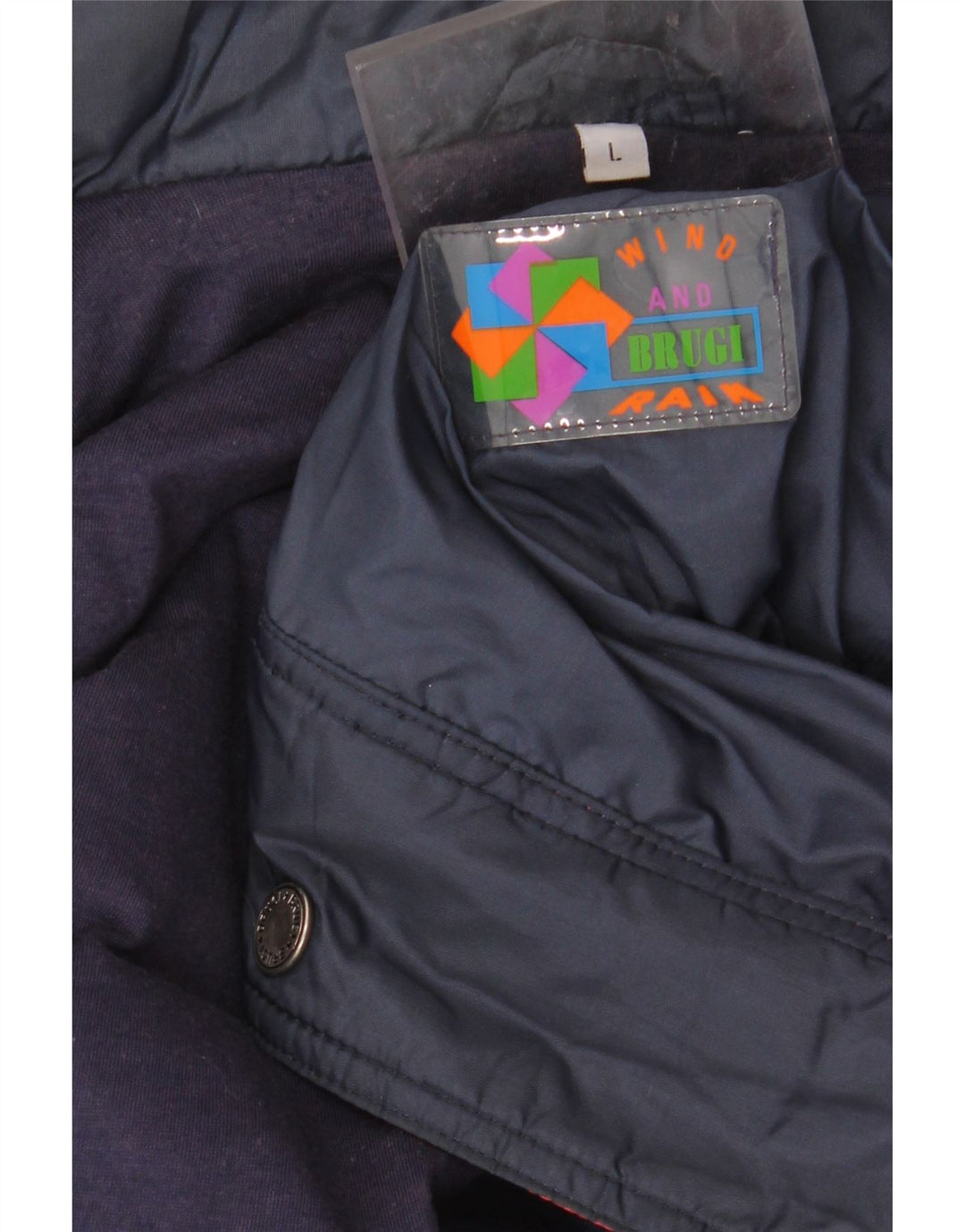 BRUGI Chaqueta cortavientos para hombre UK 40 Large Azul marino Colorblock