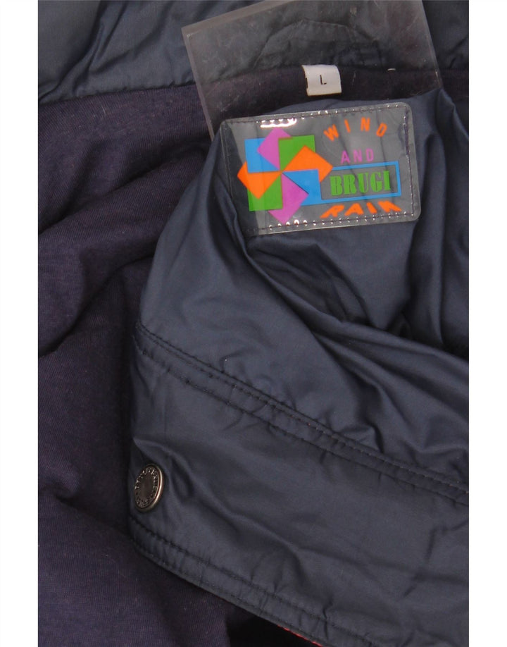 BRUGI Chaqueta cortavientos para hombre UK 40 Large Azul marino Colorblock