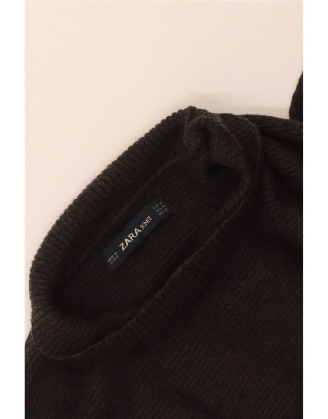 Zara Mujer Crop Turtle Neck Jumper Sweater UK 44 Gris Medio