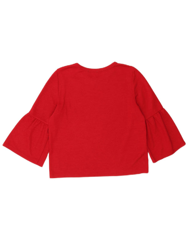 Zara Mujer Top Manga 3/4 UK 42 Mediano Rojo