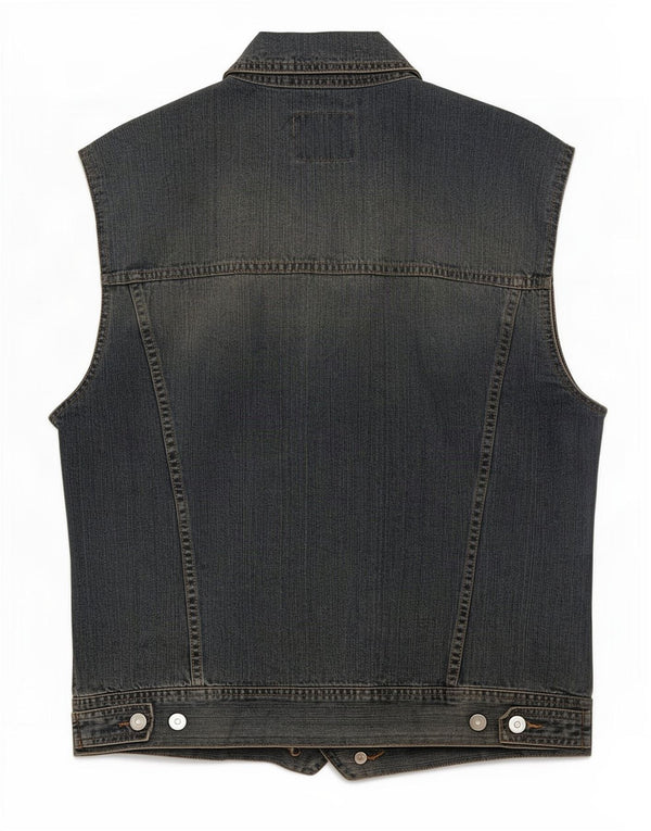 Sisley Chaleco vaquero para hombre Reino Unido 40 Algodón azul grande