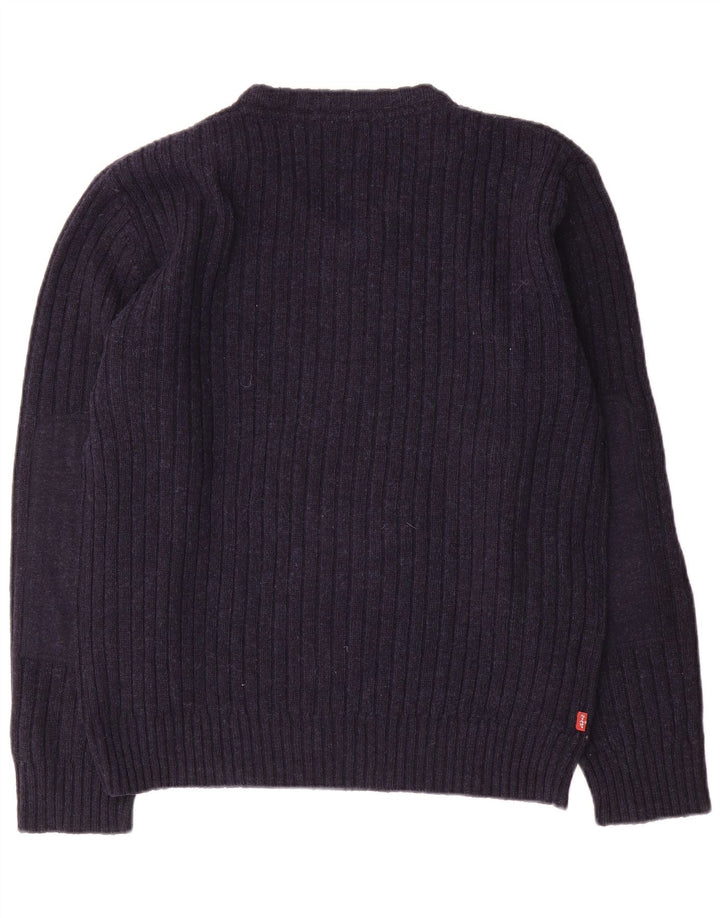 Levi's Jersey con cuello en V para hombre de lana azul marino grande