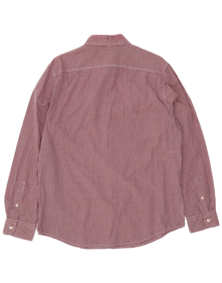 Chaps Camisa de ajuste personalizado para hombre, tamaño grande, algodón a cuadros rojo