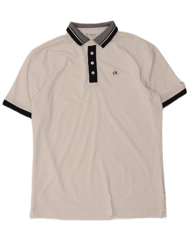 Polo de golf Calvin Klein para hombre Poliéster con bloques de color blanco mediano