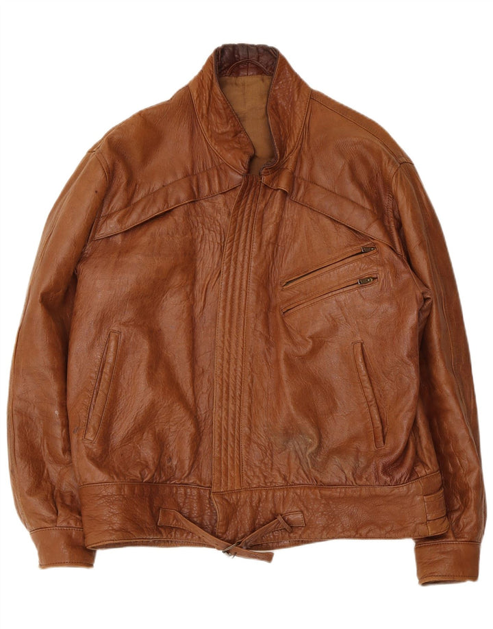 Vintage chaqueta de cuero para hombre EU 52 marrón grande