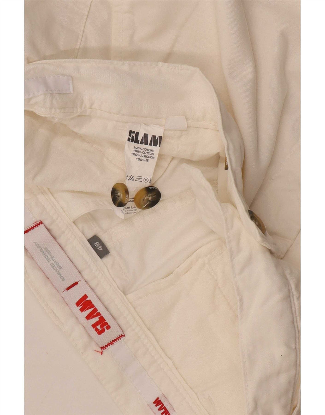 Slam Pantalones cortos chinos para hombre IT 48 Medium W32 Algodón blanco