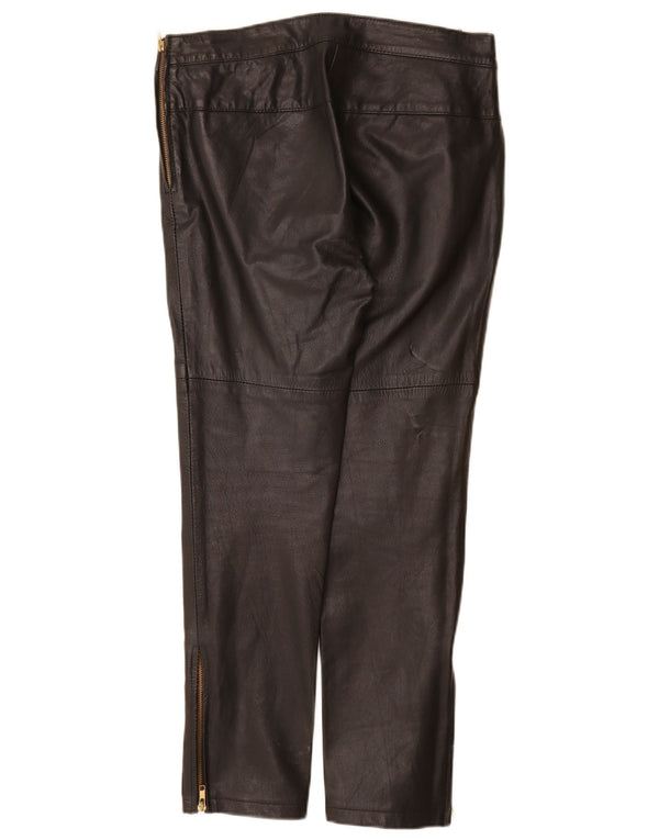 Vintage mujer pantalones de cuero delgados grandes W30 L28 cuero negro