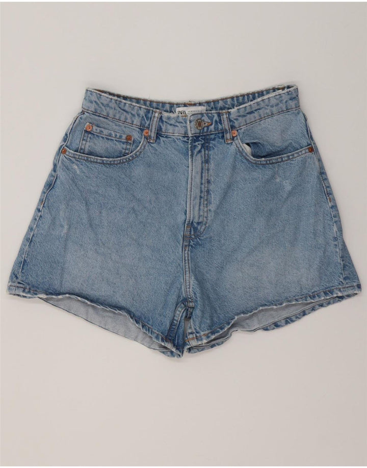 ZARA Mujer Shorts Denim Desgastados EU 40 Medium W30 Algodón Azul