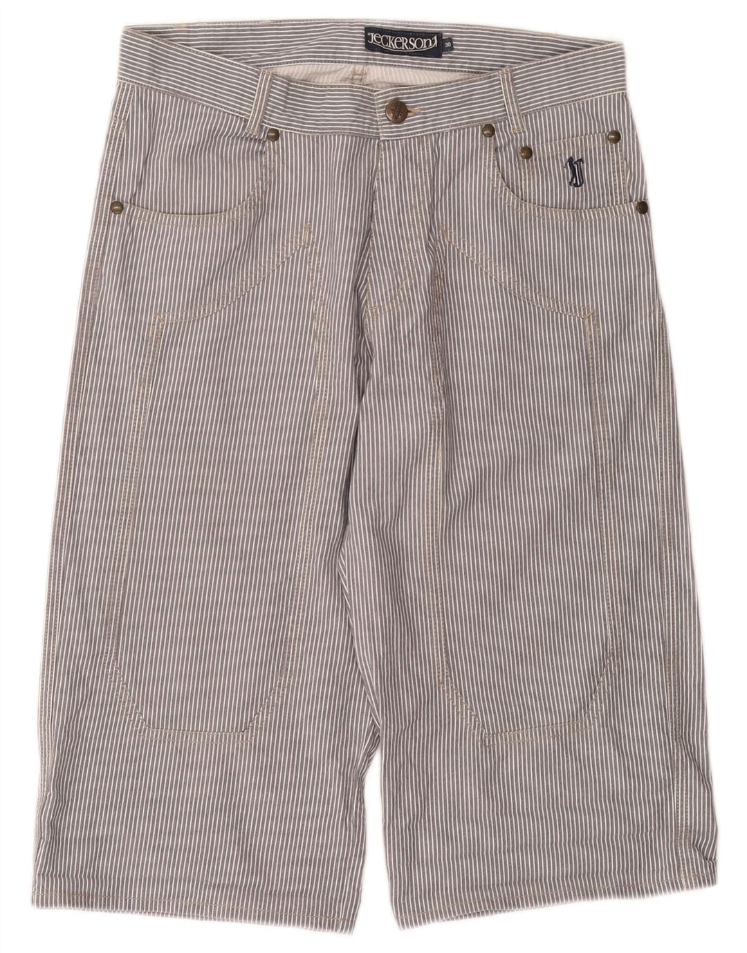 JECKERSON Bermudas para hombre W30 Algodón a rayas gris medio