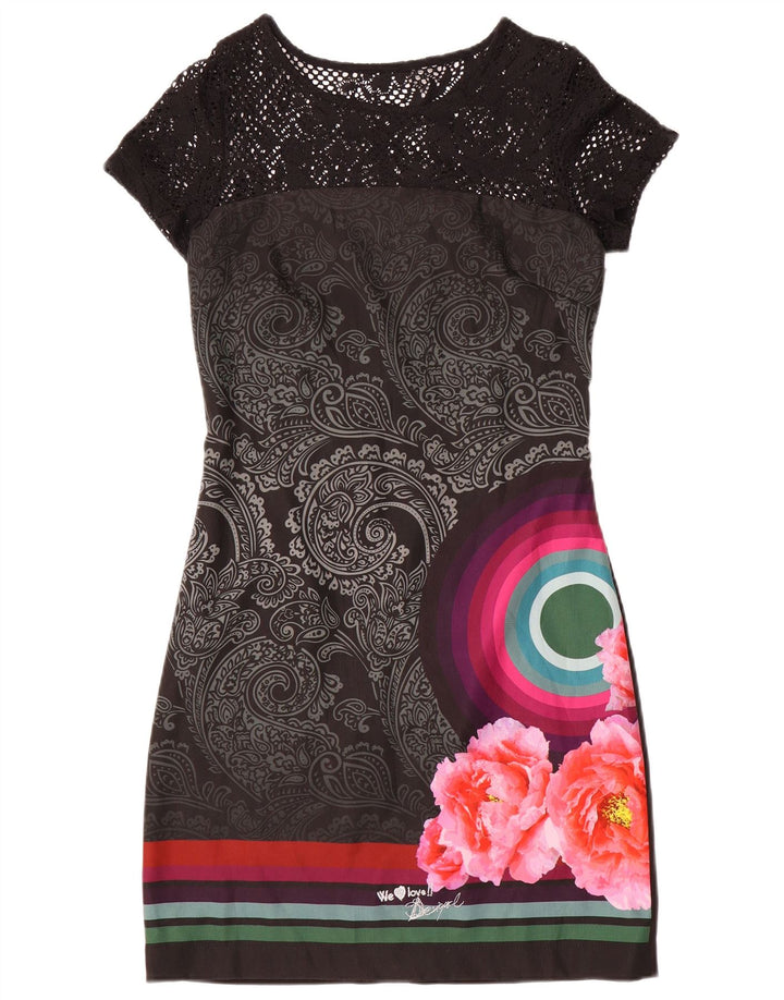 Desigual Vestido tubo gráfico para mujer EU 38 Mediano Negro Floral