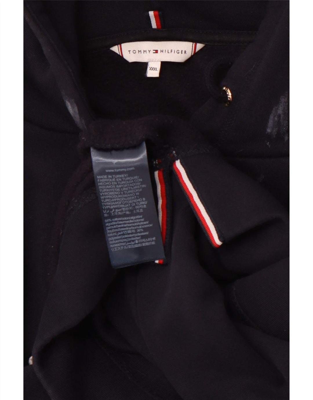 TOMMY HILFIGER Jersey con capucha gráfico para mujer UK 22 3XL Algodón azul marino