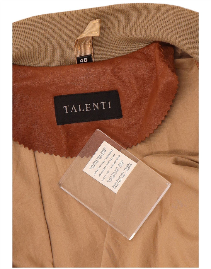 Talenti Chaqueta de cuero para hombre IT 48 Cuero color block marrón medio