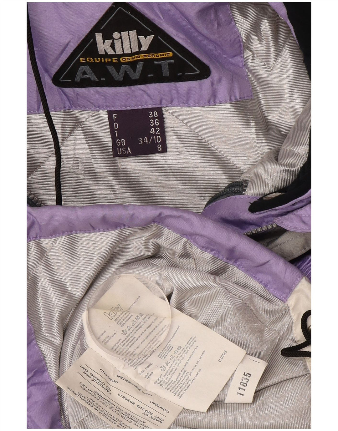 Killy Chaqueta de esquí con capucha para mujer UK 40 Small Púrpura Colorblock Poliéster