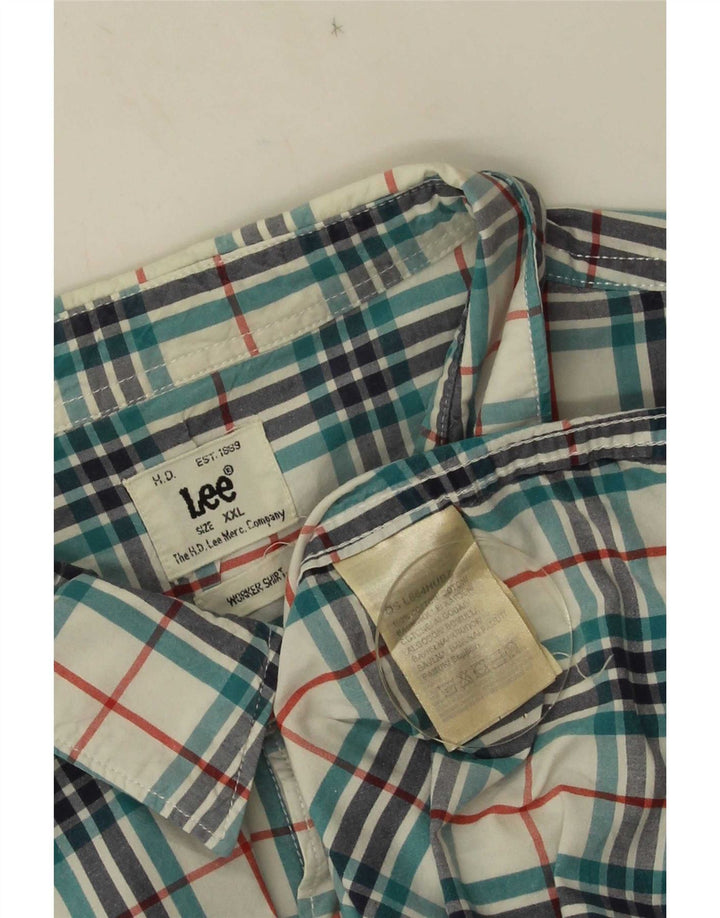 Camisa de manga corta para hombre Lee 2XL de algodón a cuadros azules