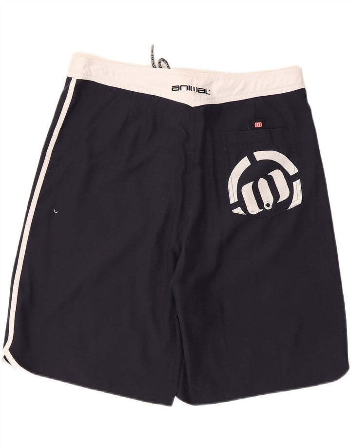 Poliéster azul marino grande de los pantalones cortos de natación del gráfico para hombre animal