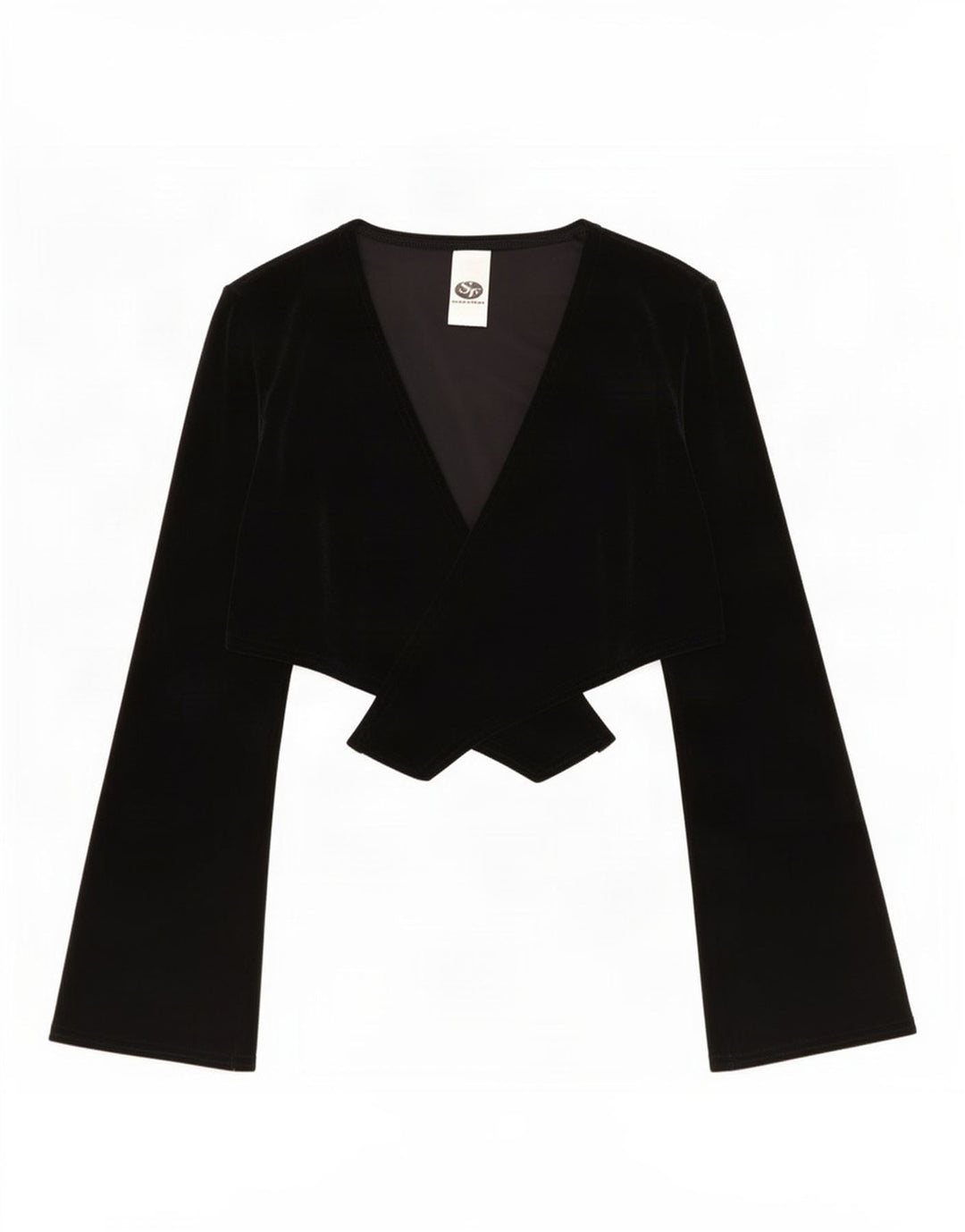 Vintage mujeres Velour Bolero Top Reino Unido 10 Pequeño Poliéster Negro