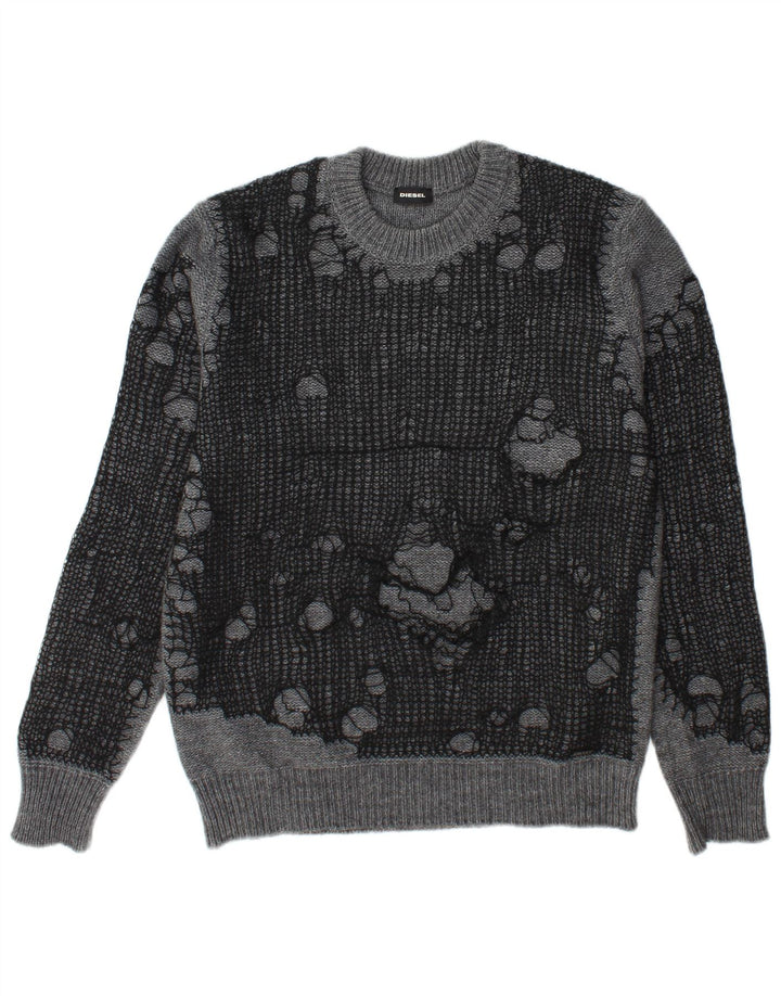 Diesel Jersey De Cuello Redondo Desgastado Para Hombre Acrílico Gris Grande