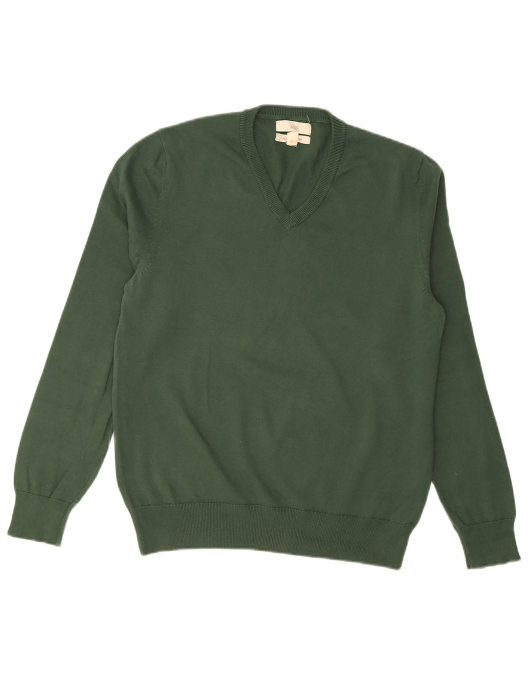 Marks & Spencer Jersey con Cuello en V para Hombre de algodón Verde Medio