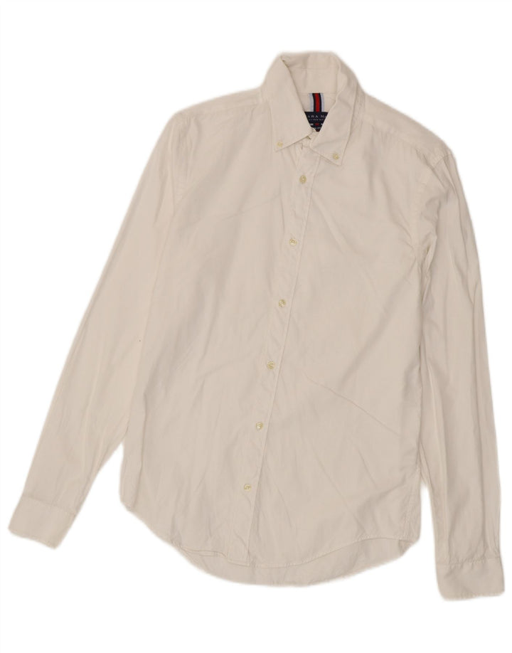 Zara Hombre Camisa Slim Fit Pequeña Algodón Blanco