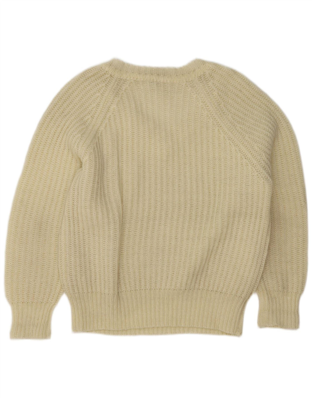 Vintage mujer V-cuello jumper suéter EU 38 medio apagado acrílico blanco