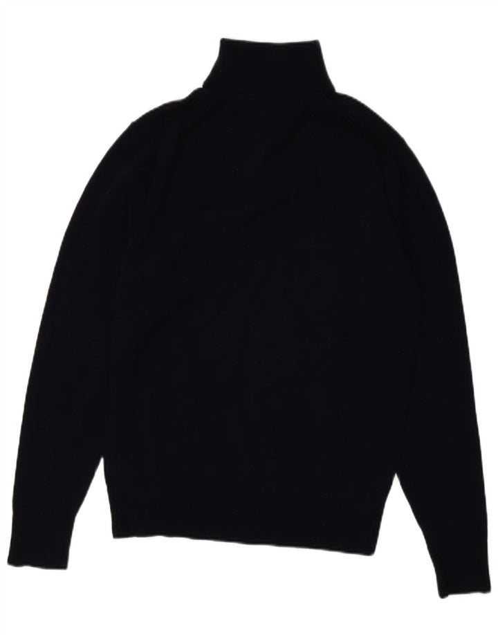 TOMMY HILFIGER Jersey con cuello y cremallera para hombre, talla grande, lana de cordero azul marino