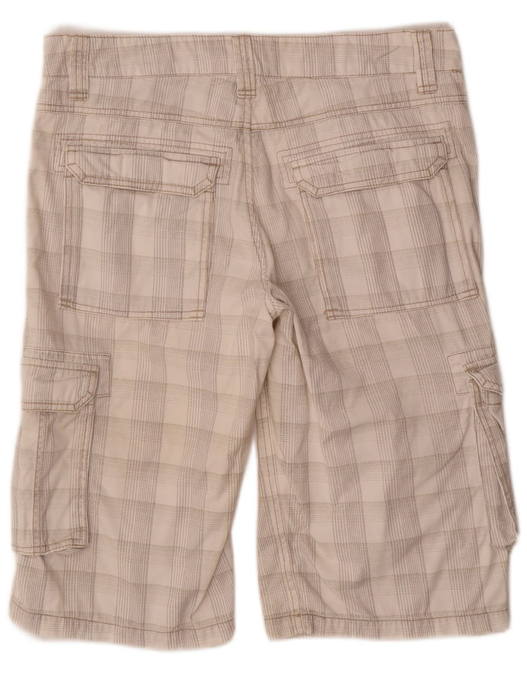 CLOCK HOUSE Pantalones cortos tipo cargo para hombre W32 Medium Off White Check Cotton