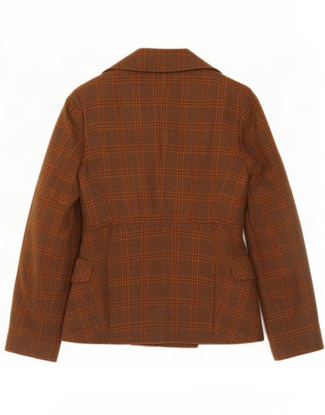 Stefanel Chaqueta tipo blazer con doble botonadura para mujer UK 10 Small Brown Check Wool