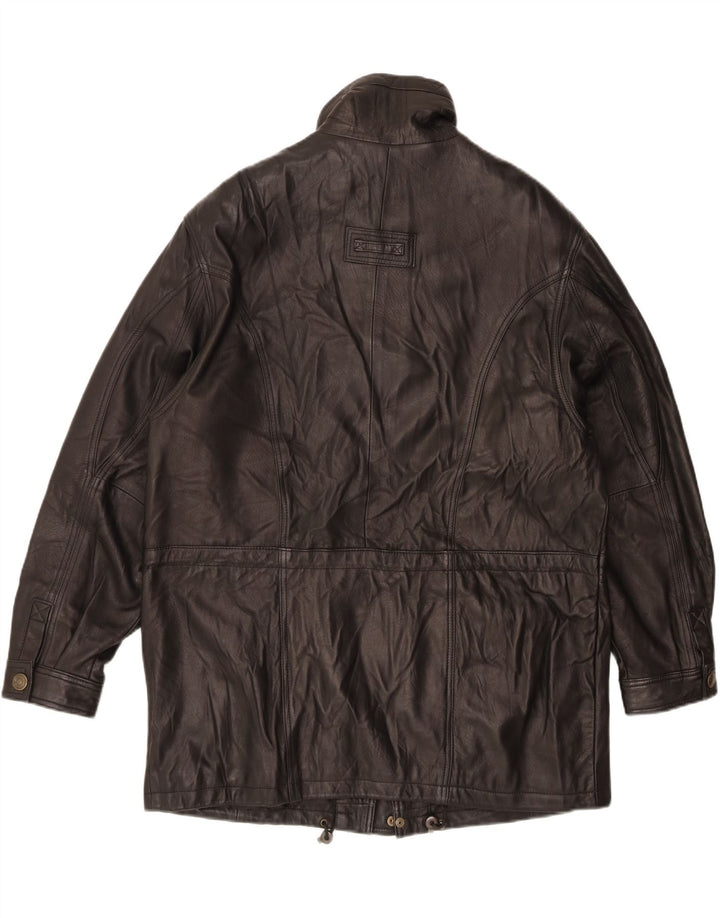 Chaqueta de cuero vintage para hombre IT 52 XL cuero negro