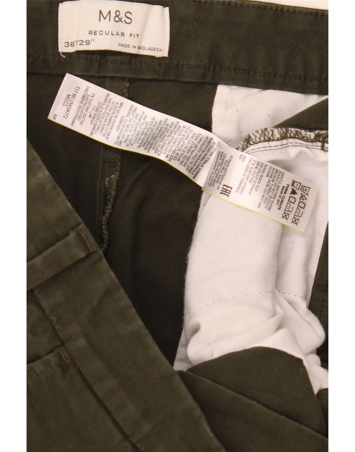 Marks & Spencer Pantalones chinos rectos de corte regular para hombre W38 L29 Caqui