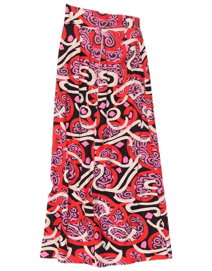 Vintage mujer patrón abstracto maxi falda XS W24 multicolor