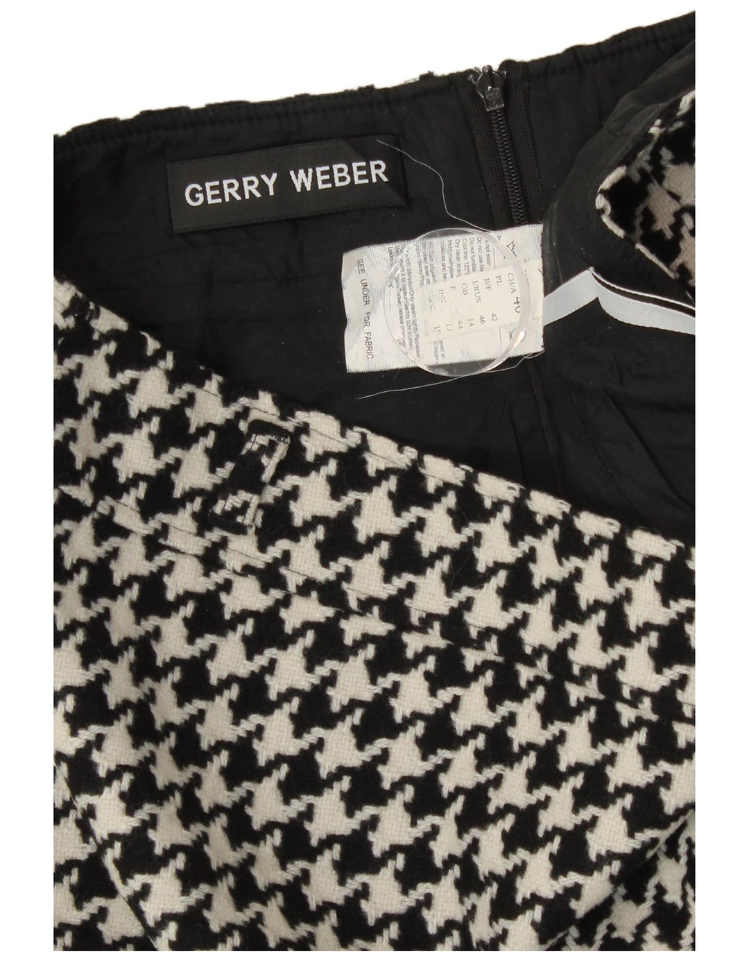 Gerry Weber Falda lápiz para mujer UK 14 Large W30 Lana de pata de gallo negra