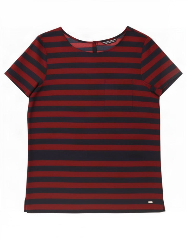 Tommy Hilfiger Blusa para mujer Top US 8 Medio Rojo Rayas Poliéster
