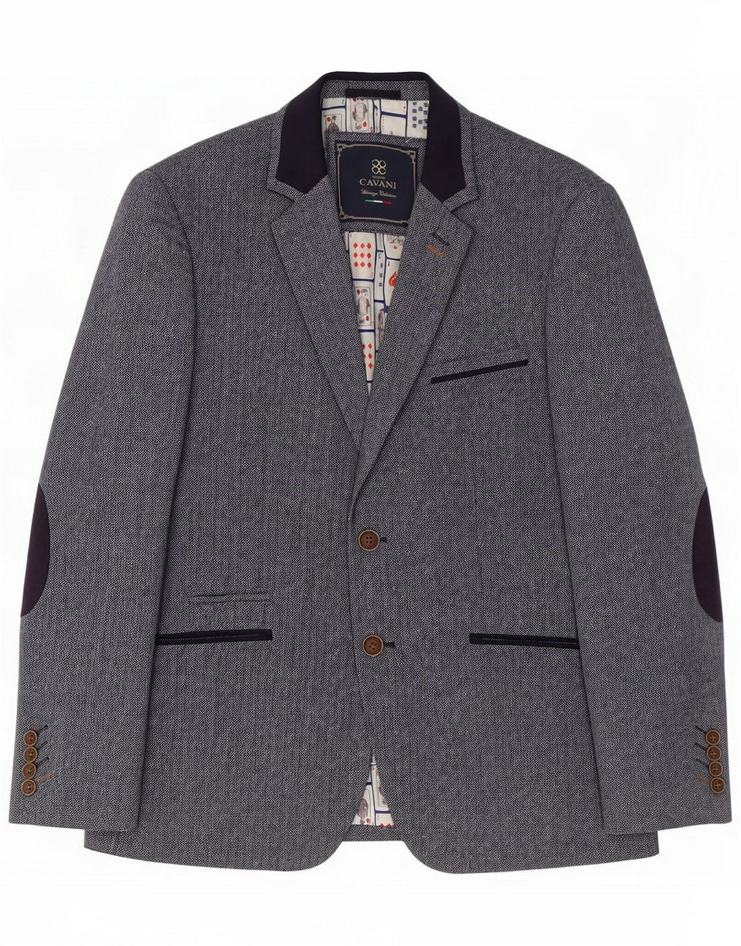 Chaqueta tipo blazer de 2 botones Cavani para hombre UK 40 Poliéster en espiga gris grande