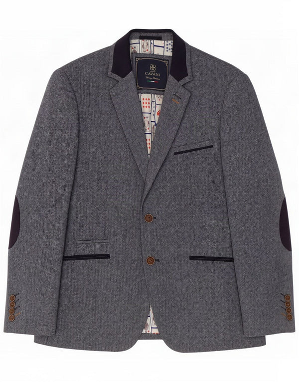 Chaqueta tipo blazer de 2 botones Cavani para hombre UK 40 Poliéster en espiga gris grande