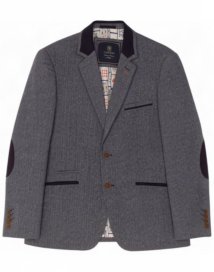 Chaqueta tipo blazer de 2 botones Cavani para hombre UK 40 Poliéster en espiga gris grande