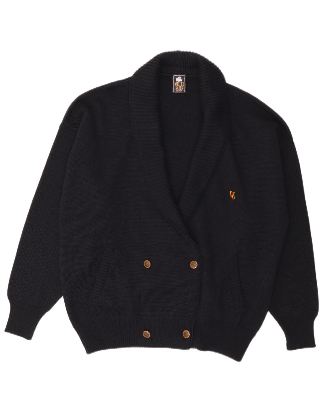 White Sails - Cárdigan extragrande para hombre, talla 6, lana azul marino mediana