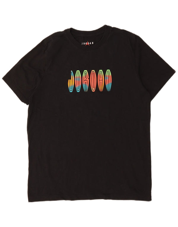 JORDAN Camiseta gráfica para hombre Top grande de algodón negro