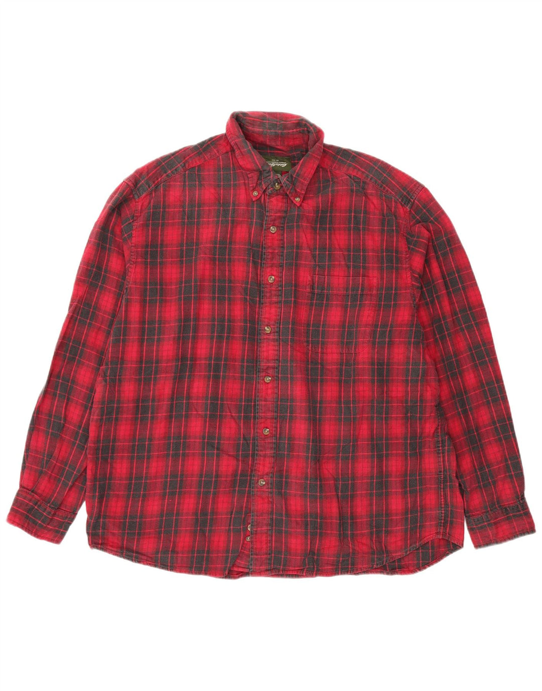 EDDIE BAUER Camisa de franela para hombre XL Algodón a cuadros rojos